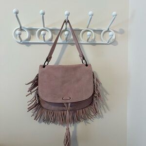 Gap Kids Fringed Suede Shoulder Bag - Dusty Pink